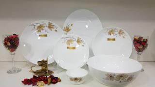 سرویس 6 نفره ارکوپال قالب گرد کلاسیک ژالین طلا عسلی