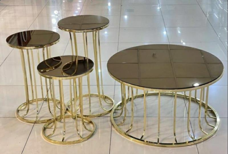 ست میز و عسلی آینه ای مدل ستونی