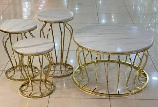 ست میز و عسلی طرح سنگی مدل گلدانی