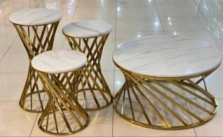 ست میز و عسلی سنگی مدل پیچ یک در یک