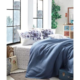 ست روتختی پیکه کاتن باکس مدل Garden طرح Anemone رنگ Indigo