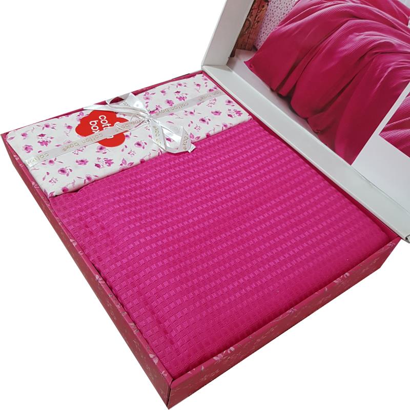 ست روتختی پیکه کاتن باکس مدل Garden طرح Rose رنگ Fusya