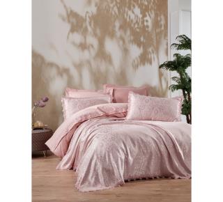 ست کاور با ست پیکه کاتن باکس مدل Chi Chi طرح Elegance رنگ Pudra