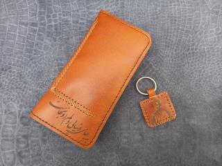 کیف پول چرم طبیعی دست دوز