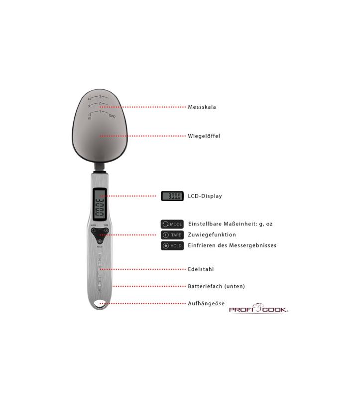 قاشق پیمانه دیجیتالی پروفی کوک مدل PC-LW 1214