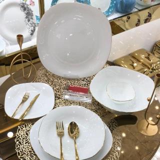 سرویس آرکوپال ۲۶ پارچه لب طلا ۴گوش