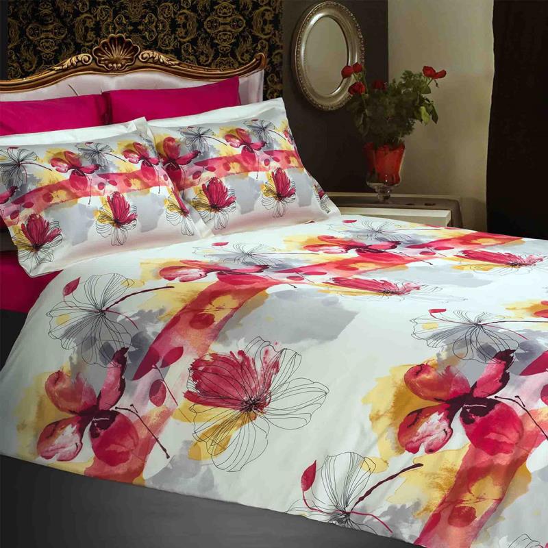 ست لحاف دونفره 4 تکه ملرز طرح وایت رز White Rose ساتن