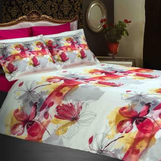 ست لحاف دونفره 4 تکه ملرز طرح وایت رز White Rose ساتن