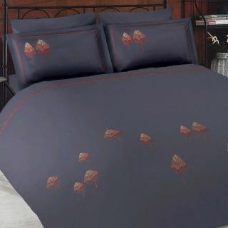 ست لحاف کاور دونفره 7 تکه گلدوزی طرح کاج طوسی تیره رانفرس