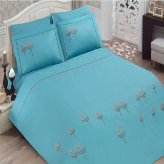 ست لحاف کاور دونفره 7 تکه گلدوزی طرح کاج فیروزه ای رانفرس