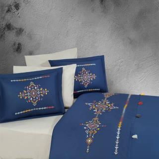 ست لحاف کاور دونفره 7 تکه گلدوزی طرح بلوچ سرمه ای - فیلی رانفرس