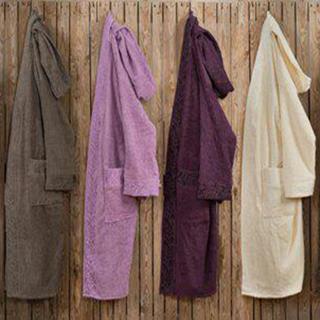 حوله پالتویی کلاه دار بامبو M رزین تاژ رنگ یاسی