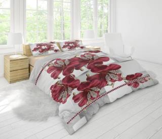 رو تختی 2 نفره طرح گل قرمز