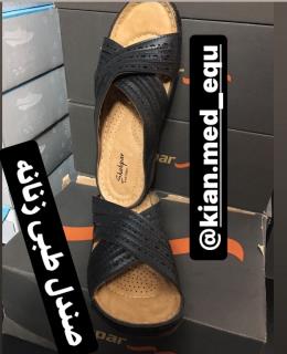 صندل طبی زنانه شهپر رنگ مشکی و قهوه ای