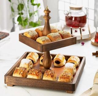 شیرینی خوری دو طبقه مربع چوبی