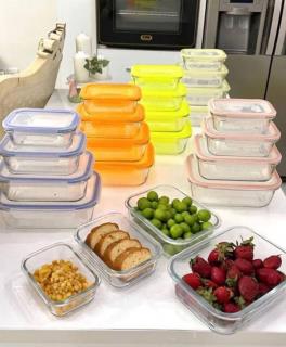 ظرف ۴ تکه فلورا شیشه ای دربدار