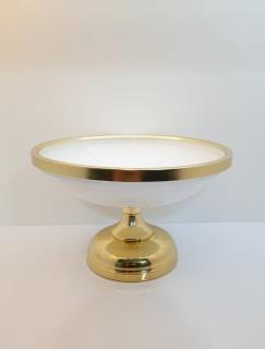 شیرینی خوری تک پایه نیم گود ترکیبی طلایی سفید کد 170200