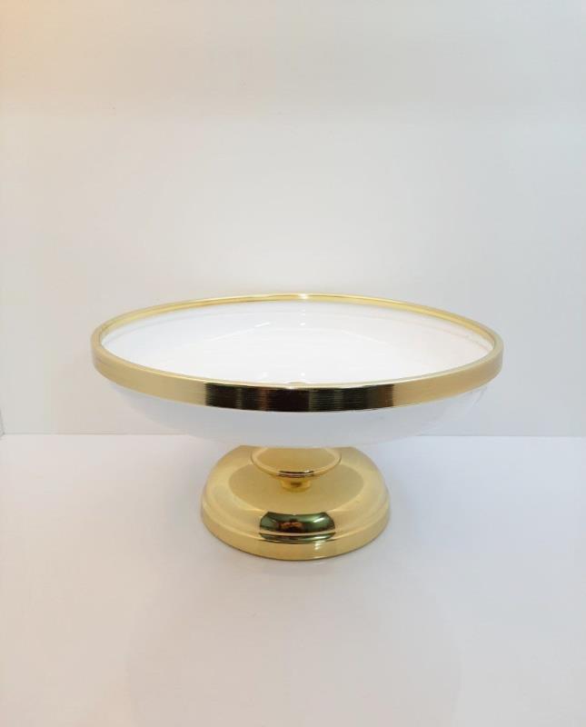 شیرینی خوری تک پایه تخت ترکیبی طلایی سفید کد 170202