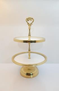 شیرینی خوری دوطبقه ترکیبی طلایی سفید کد 170210