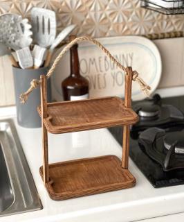 استند دو طبقه چوبی مستطیلی