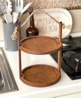 استند چوبی دوطبقه دایره ای