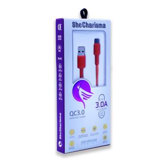 کابل میکرو یو اس بی فست شارژ She Charisma Mehrnam QC3 3A 1.2m