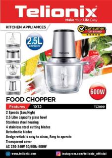 خردکن ۲.۵ لیتری تلیونیکس ظرف پیرکس