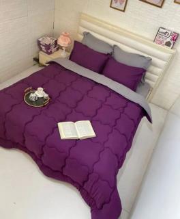 روتختی نخ پنبه طرح بنفش ساده و شیک 2 نفره کد ( کد 1155 )