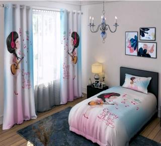 روتختی سه بعدی طرح دختر گیتار زن دخترانه 1 نفره ( کد 1206 )