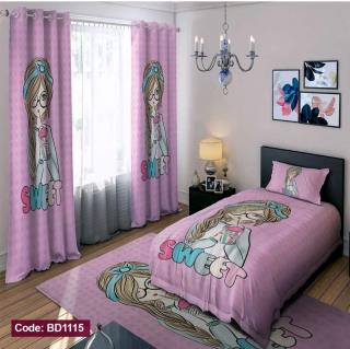 روتختی سه بعدی دخترانه طرح سوییت صورتی 1 نفره ( کد 1223 )