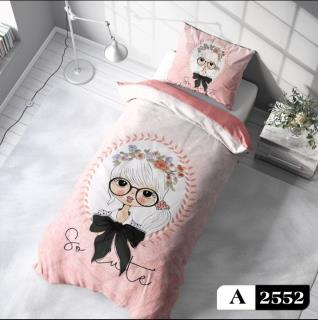 روتختی سه بعدی دخترانه طرح صورتی تک  نفره ( کد 1245 )