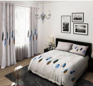 ست پرده و روتختی سه بعدی دو نفره 6 تیکه با لحاف