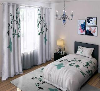 ست روتختی و پرده دیجیتالی تک نفره ۴ تیکه