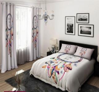 ست پرده و روتختی دیجیتالی دو نفره ۶ تیکه