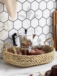 سبد حصیری بیضی دسته بیضی کد 1687