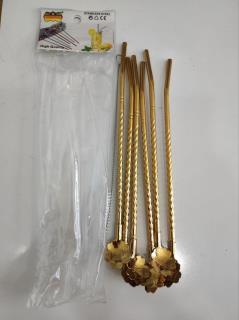 نی شربت پیچ طلایی فرچه دار برگ