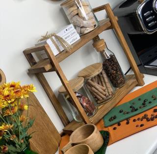 استند دو طبقه چوبی دو دسته