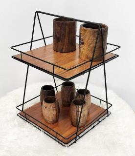 استند مربع کف چوبی 2 طبقه