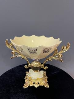 سرویس پذيرايي دکوری لیمویی طلا کوب 4 تکه