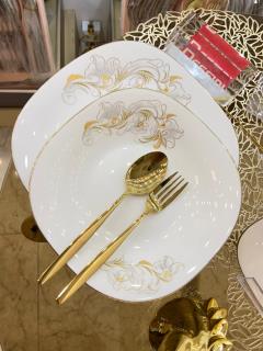 سرویس ارکوپال ۲۶ پارچه طرح برلین مربع لب طلا