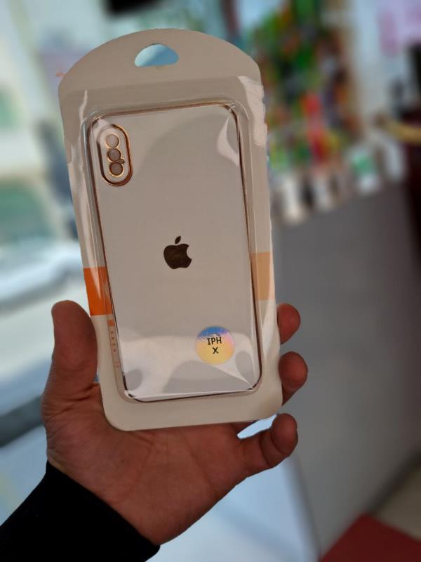 قاب IPHONE X مدل سفید دور طلایی