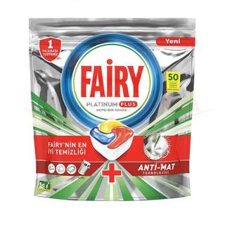 قرص ماشین ظرفشویی فیری پلاتینیوم پلاس با رایحه لیمو 50 عددی