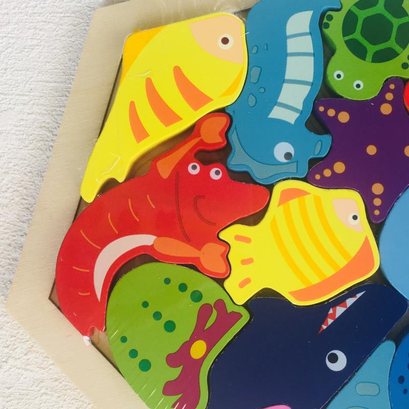 بازی فکری کاتامینو چوبی برجسته 6 ضلعی حیوانات دریا