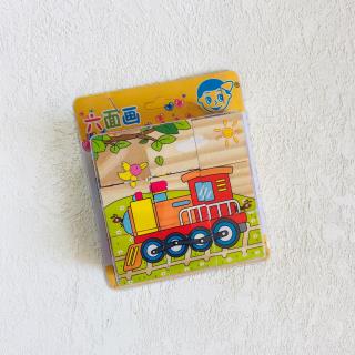 پازل چوبی 6 وجهی 9 قطعه طرح وسایل نقلیه