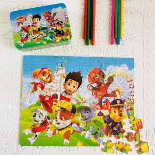 پازل چوبی 100 تکه جعبه فلزی سگ های نگهبان