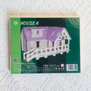 پازل سه بعدی چوبی طرح کلبه بنفش