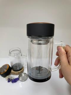 لیوان دوجداره دمنوشي ته مشكي حجم 320 میلی لیتر