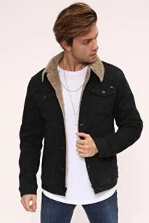 کت جین مردانه شلنگ دکمه دار مشکی