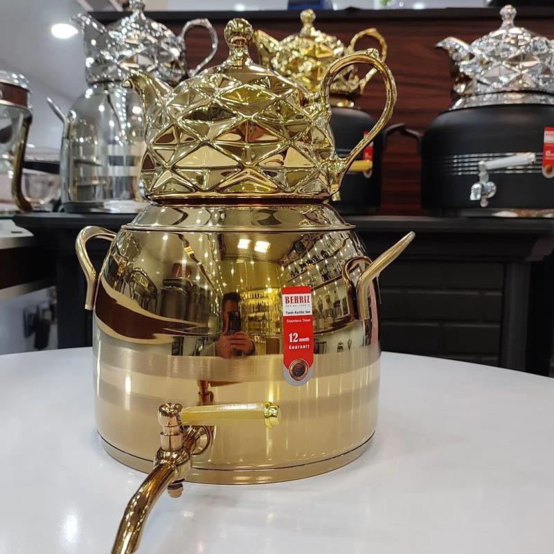 کتری قوری استیل طرح ترک 5 لیتری
