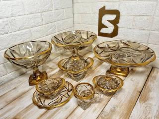 سرویس۲۵پارچه شامپاینی لب طلای بوگاتی با پایه بلور